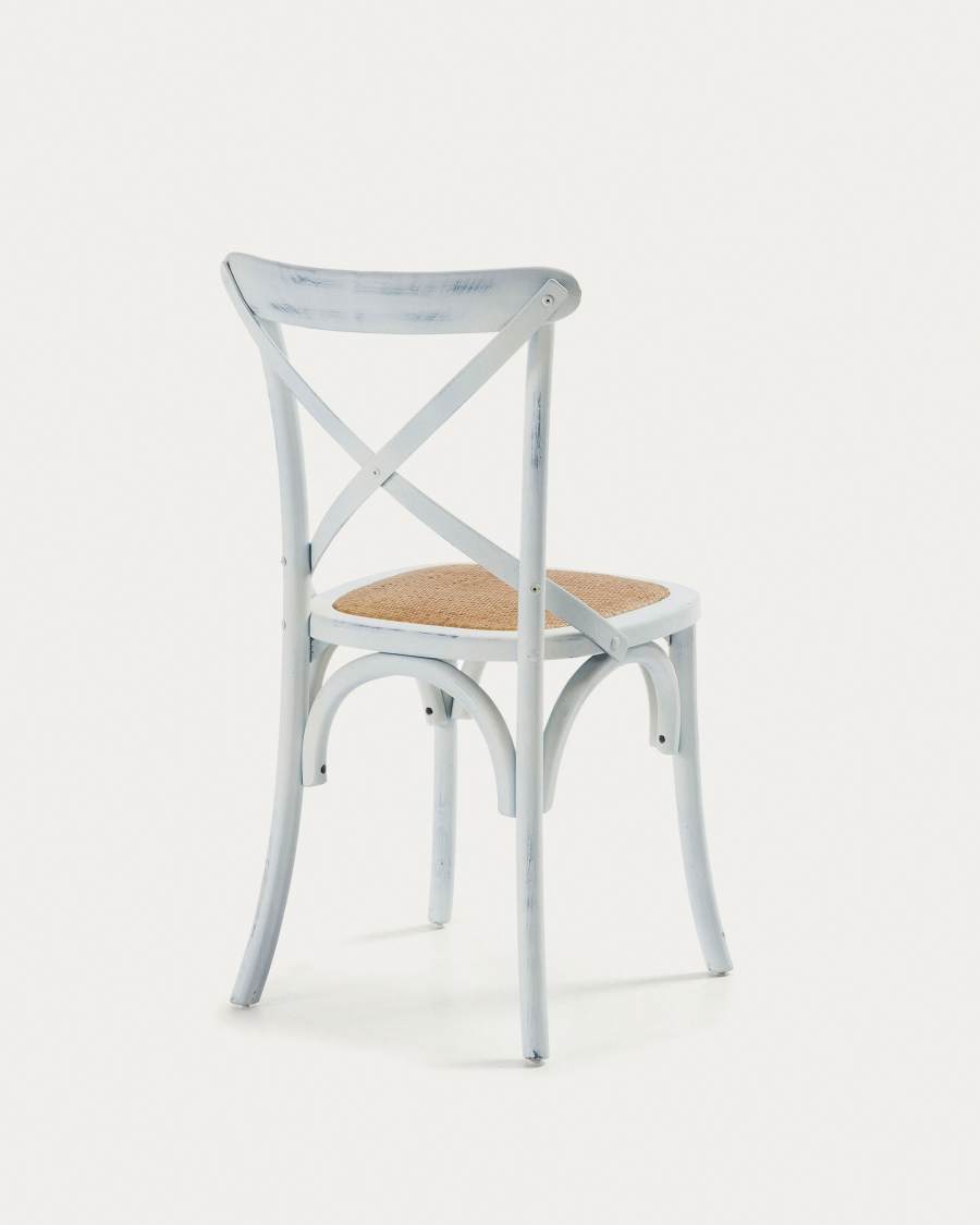 Alsie chair in solid birch wood with white lacquer and rattan seat