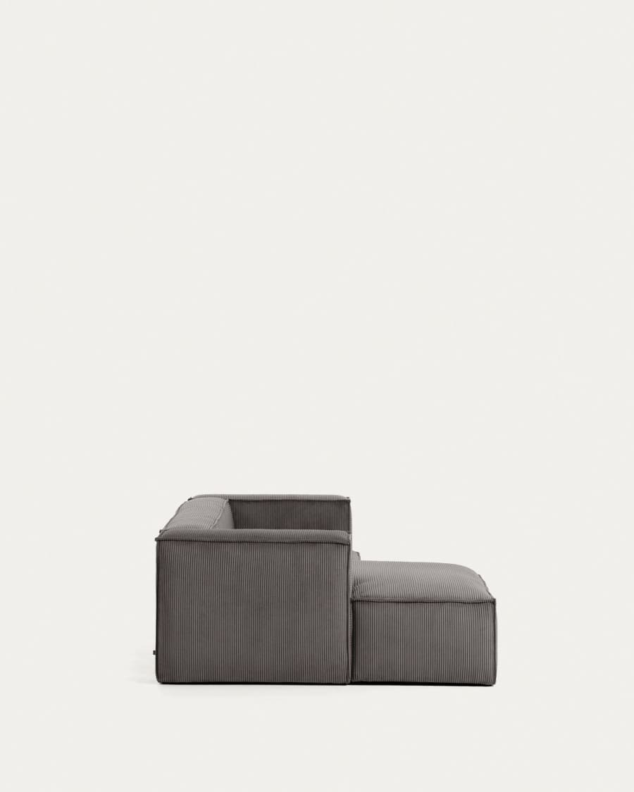 Blok 2-seater left chaise longue sofa in grey thick corduroy 240cm FSC Mix Credit