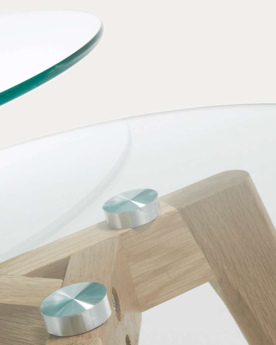 Σετ 2 βοηθητικά στρογγυλά τραπέζια Kirb Ø 50 / Ø 40 εκ, γυαλί