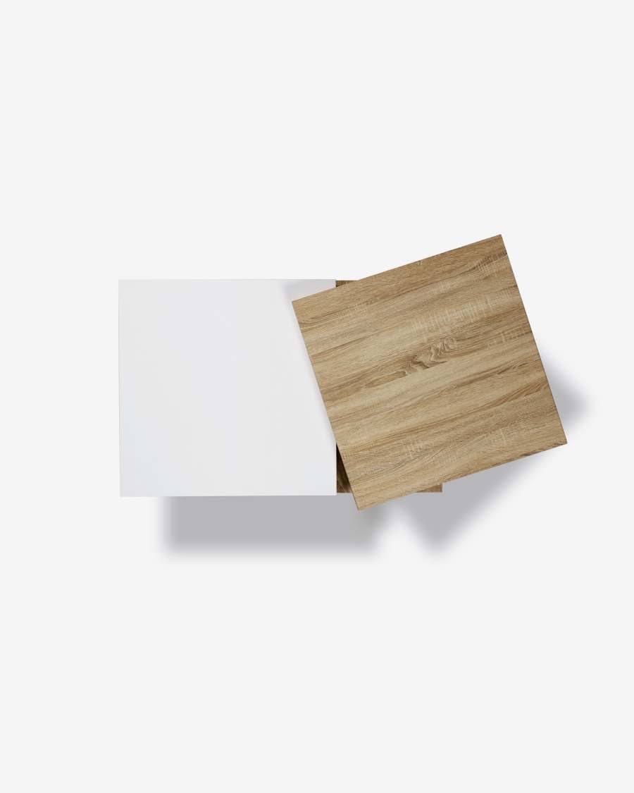 Kiu Couchtisch MDF mit Eiche-Effekt und weiß lackiertes MDF 70 (106) x 70 cm