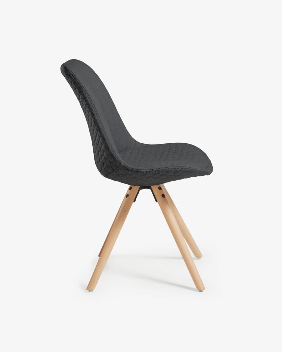 Ralf light grey chair with solid beech legs
