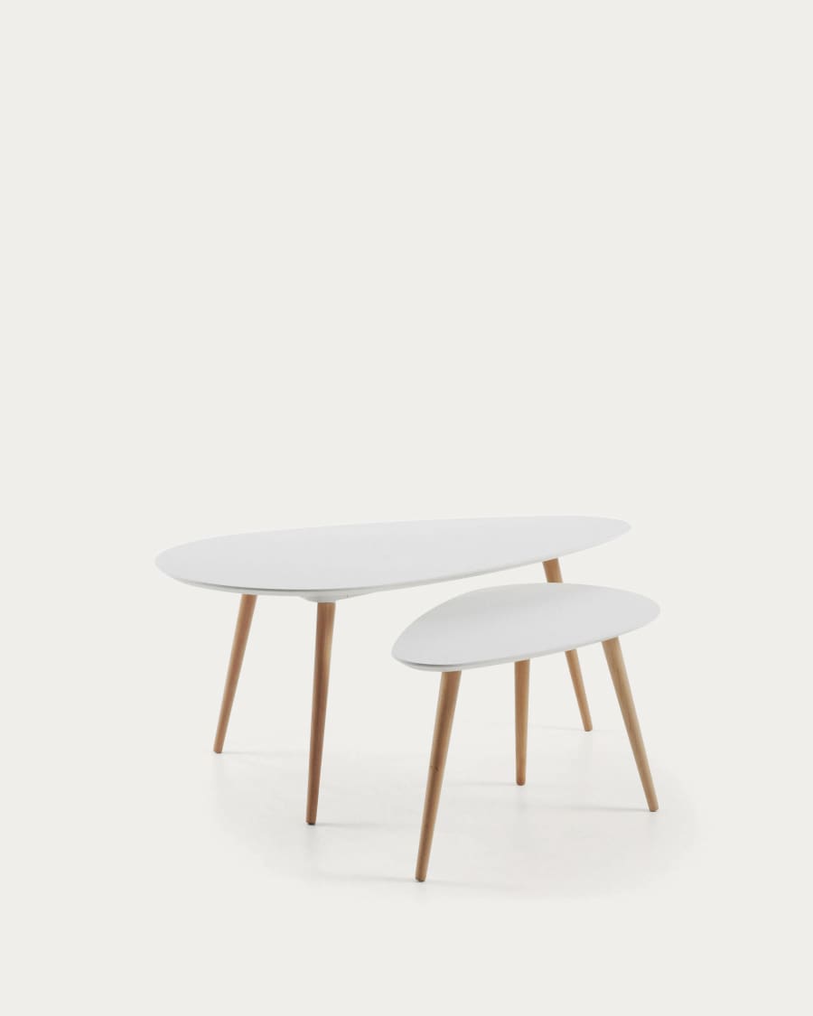 Lot de 2 tables d'appoint ovales Kirb blanc