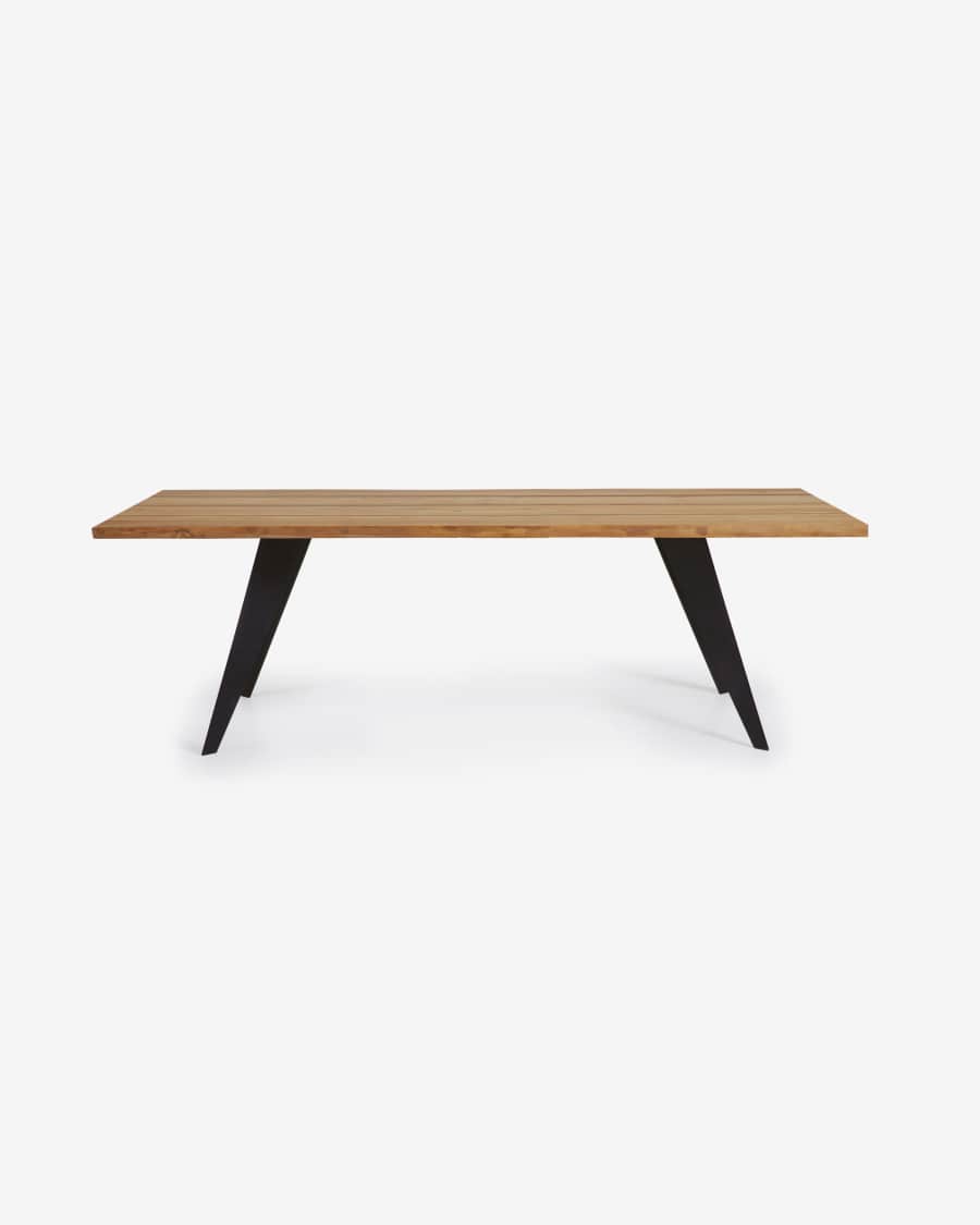 Koda oak veneer table with natural finish and steel legs with black finish 180 x 100 cm