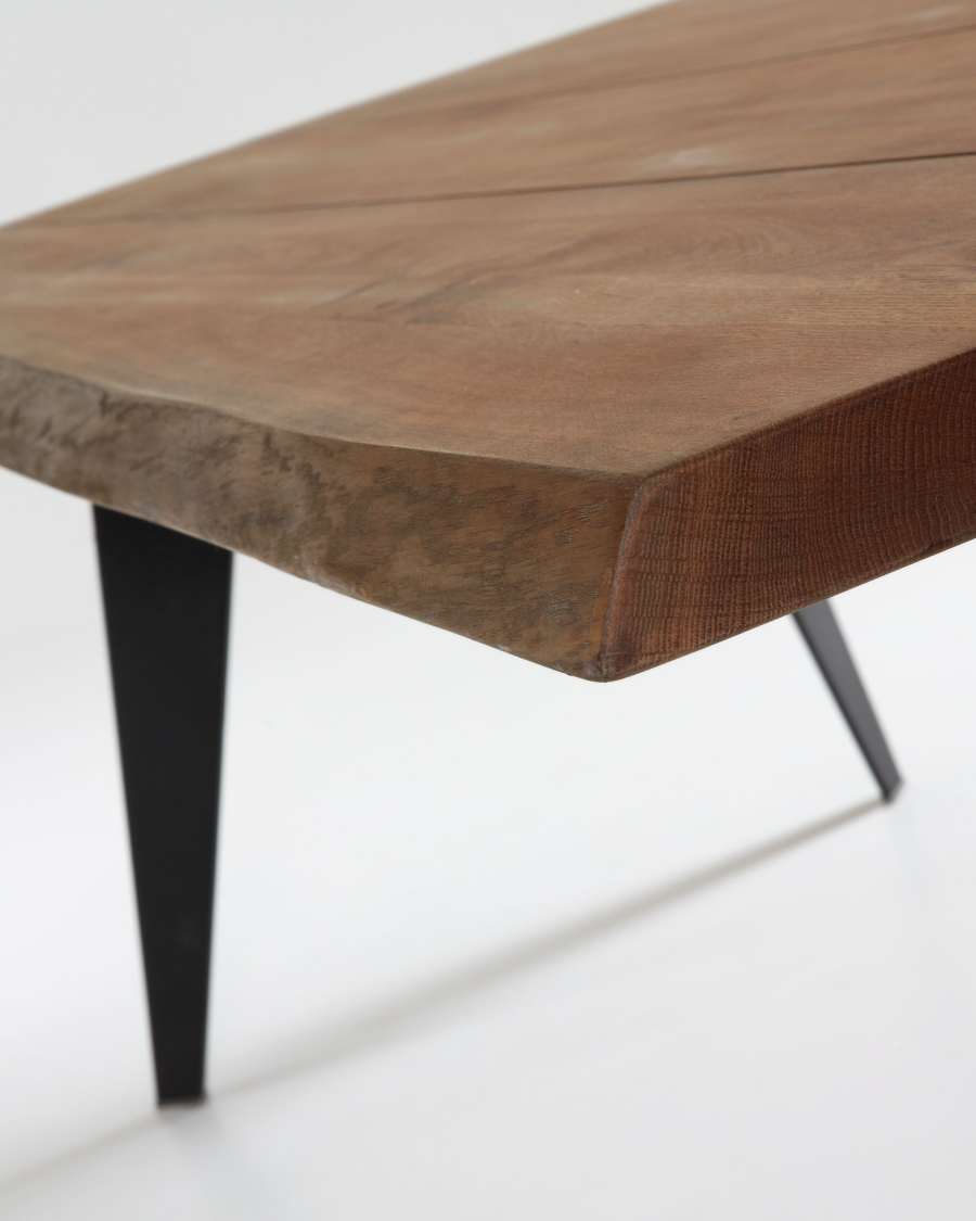 Tavolo Koda impiallacciato rovere invecchiato e gambe acciaio finitura nera 180 x 100 cm