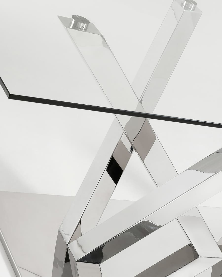 Nyc table 180 cm glass stainless steel legs