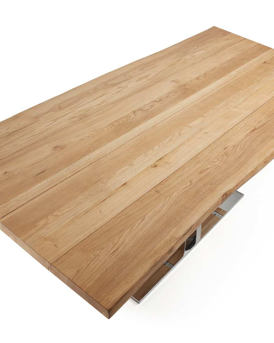 Nyc table 180 cm natural oak stainless steel legs