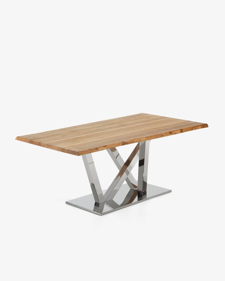 Nyc table 180 cm natural oak stainless steel legs