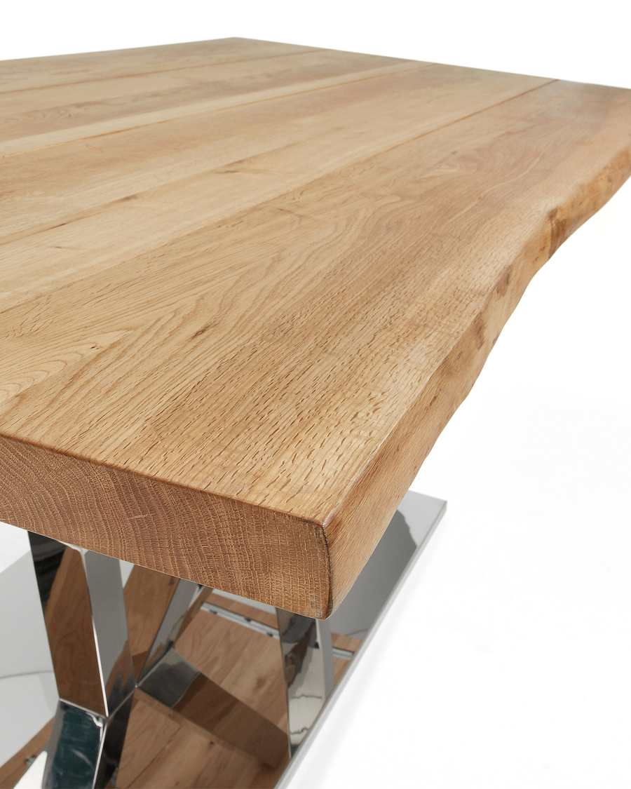 Nyc table 180 cm natural oak stainless steel legs