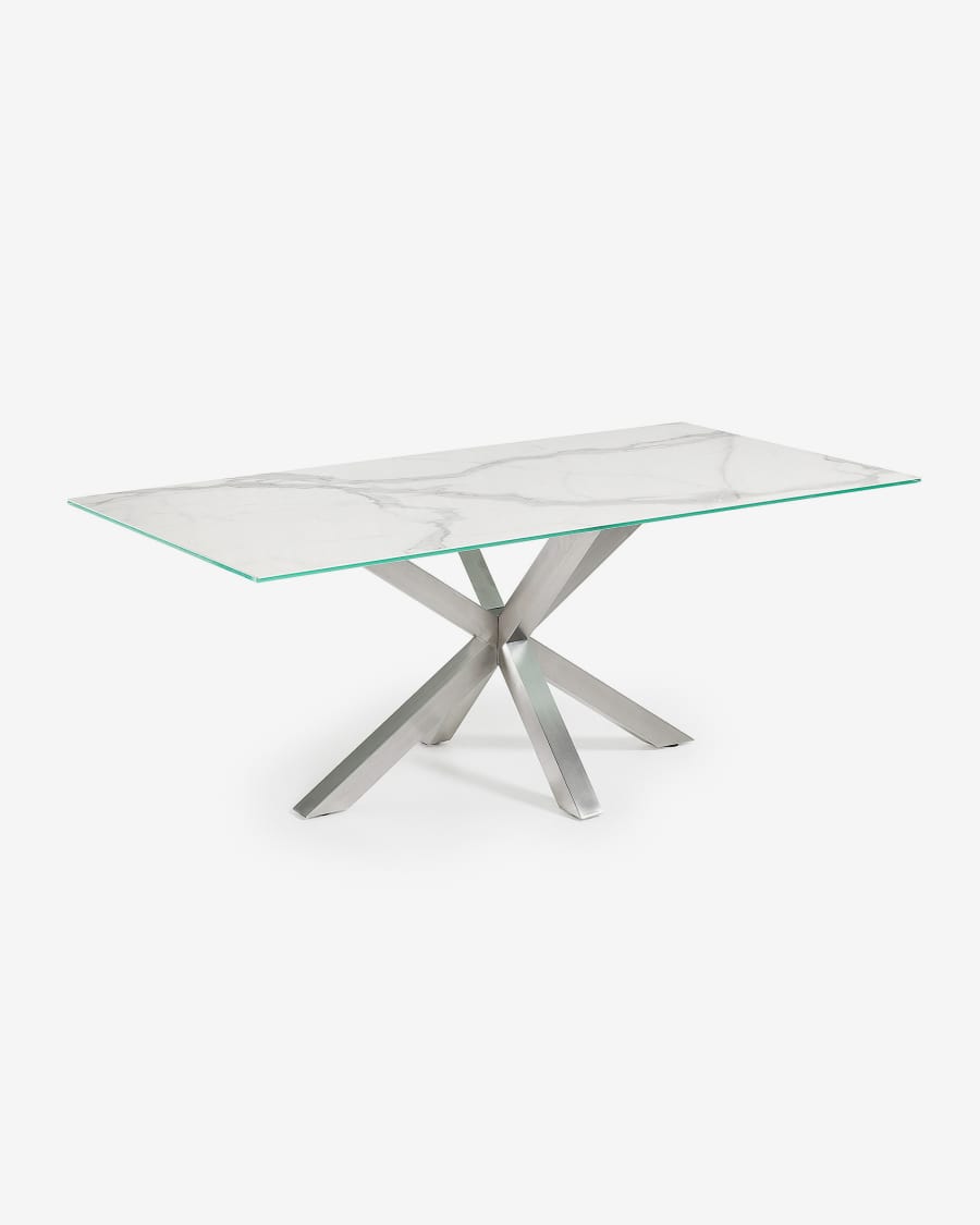 Mesa Argo 160x90, Inox. Mate  y Kalos blanco