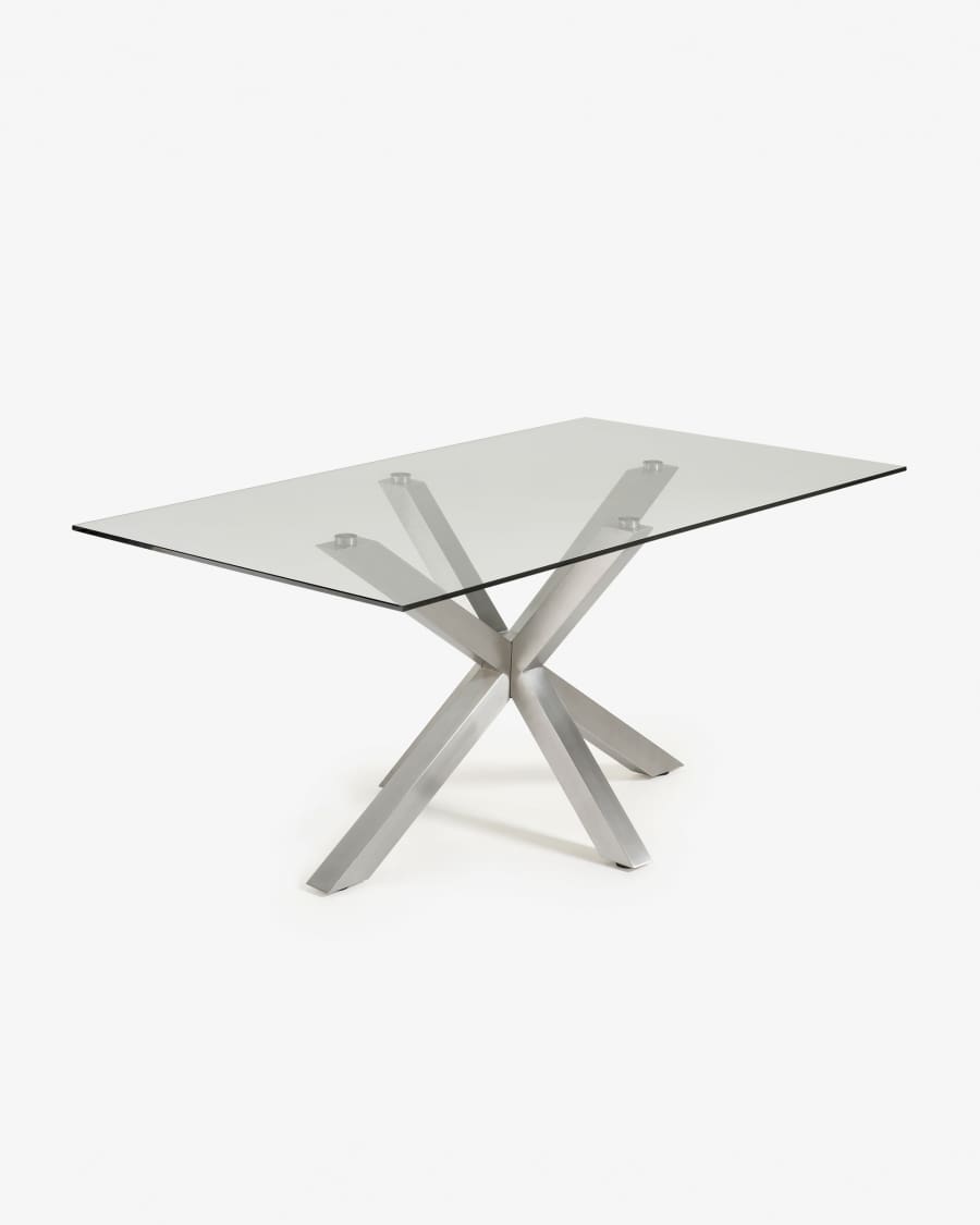 Argo table 180 cm glass matt stainless steel legs