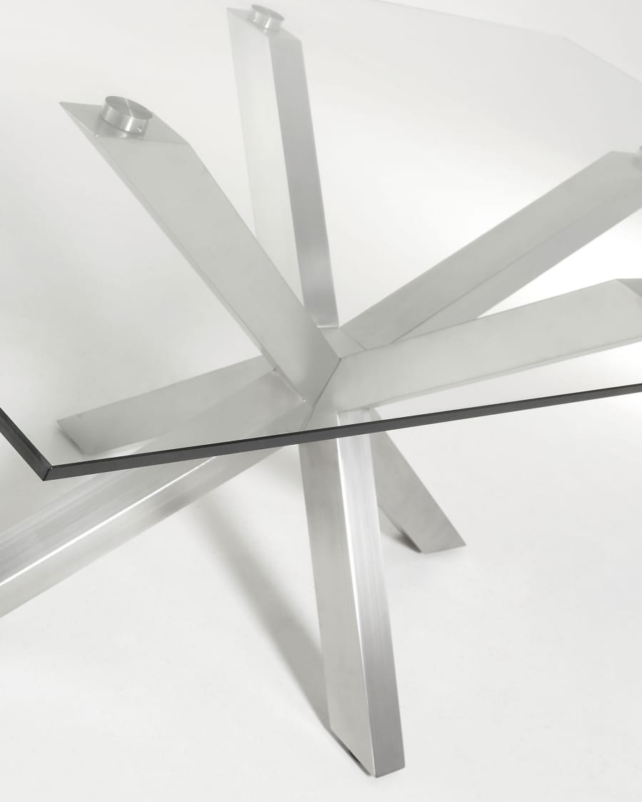 Argo table 180 cm glass matt stainless steel legs