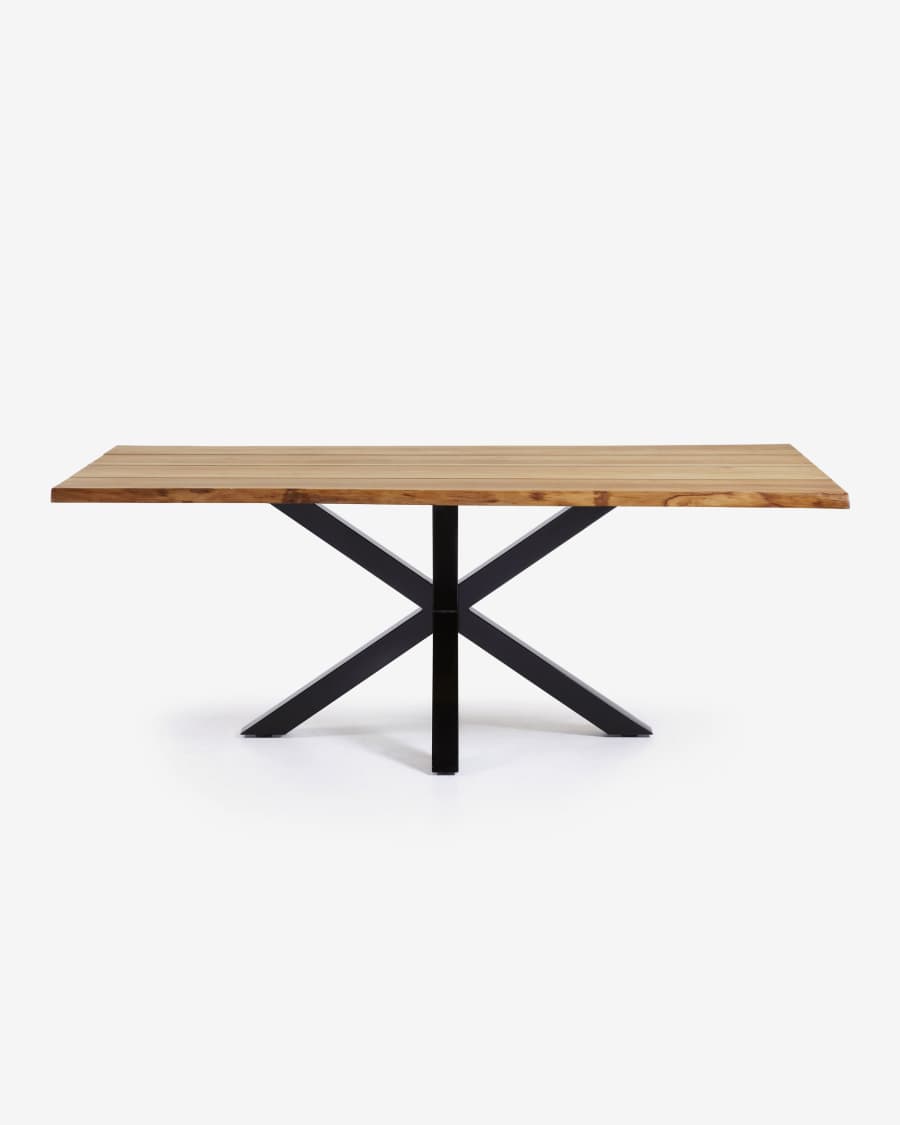 Argo oak veneer table with natural finish and steel legs with black finish 220 x 100 cm