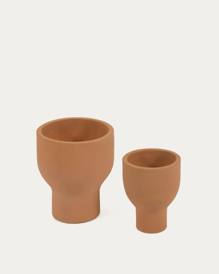 Ensemble Vittorina de 2 cache-pots en terre cuite Ø 26 cm / Ø 35cm