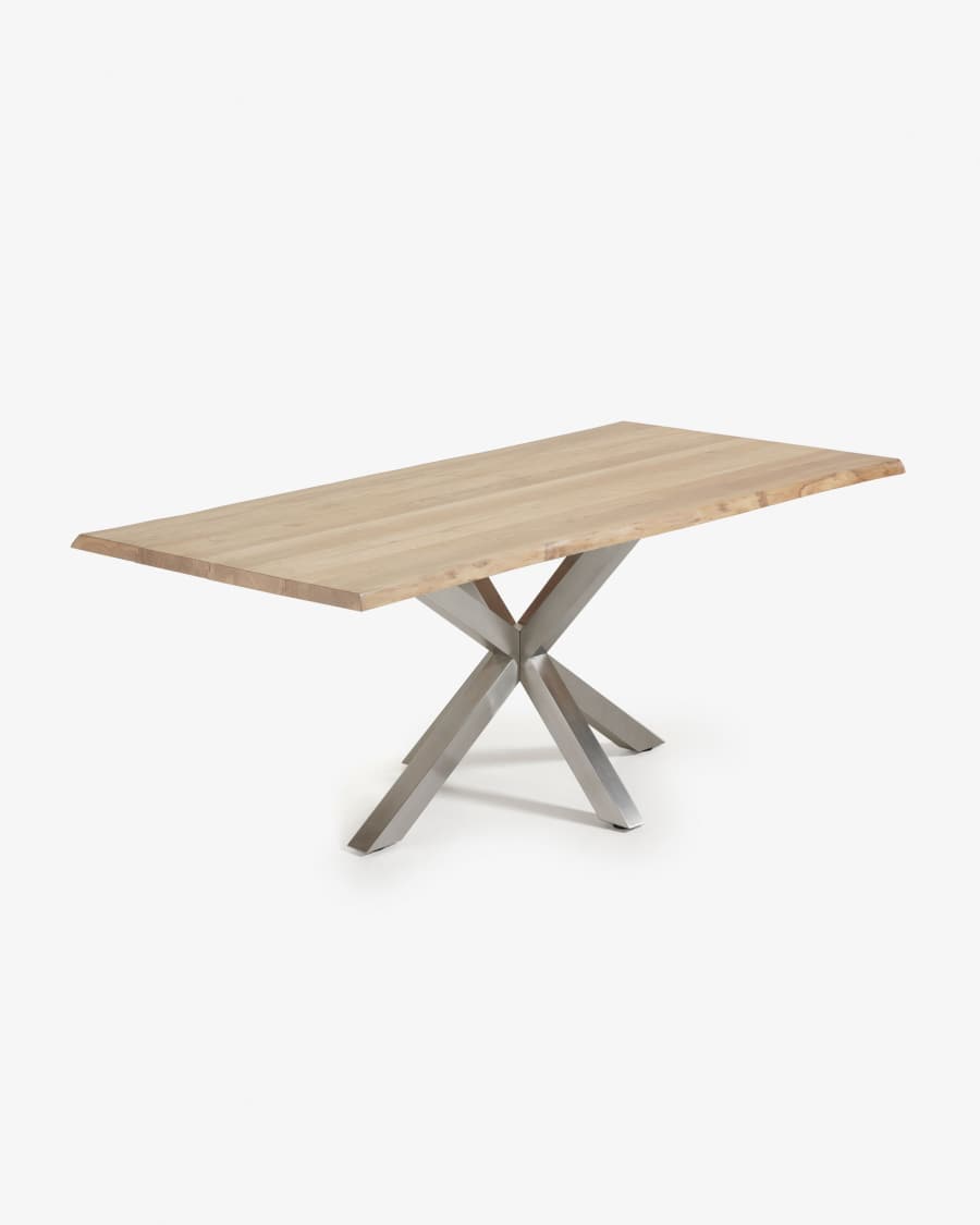 Table Argo 220 cm chêne blanchi pieds en acier inoxydable mat