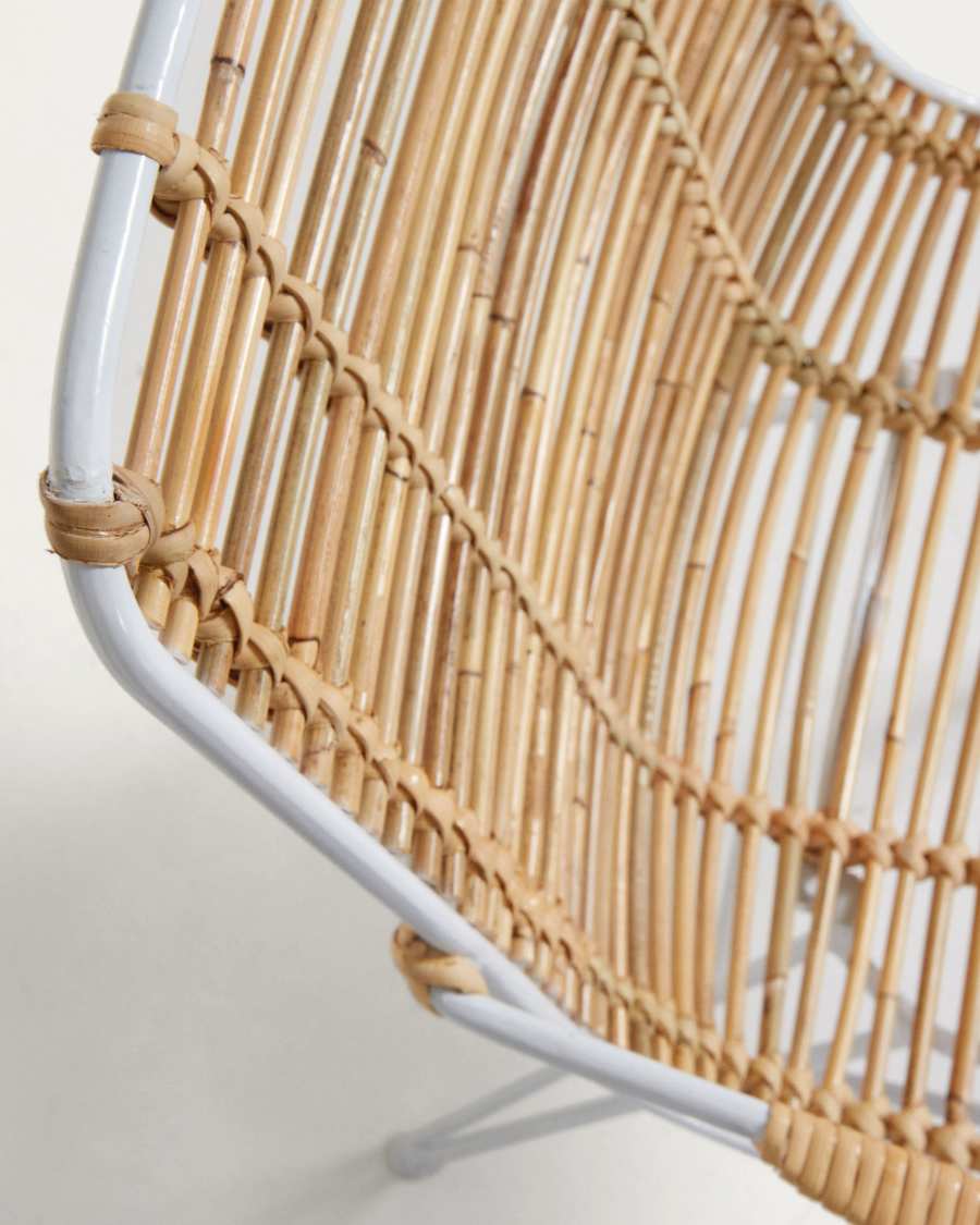 Tishana rattan and white steel chair with armrests