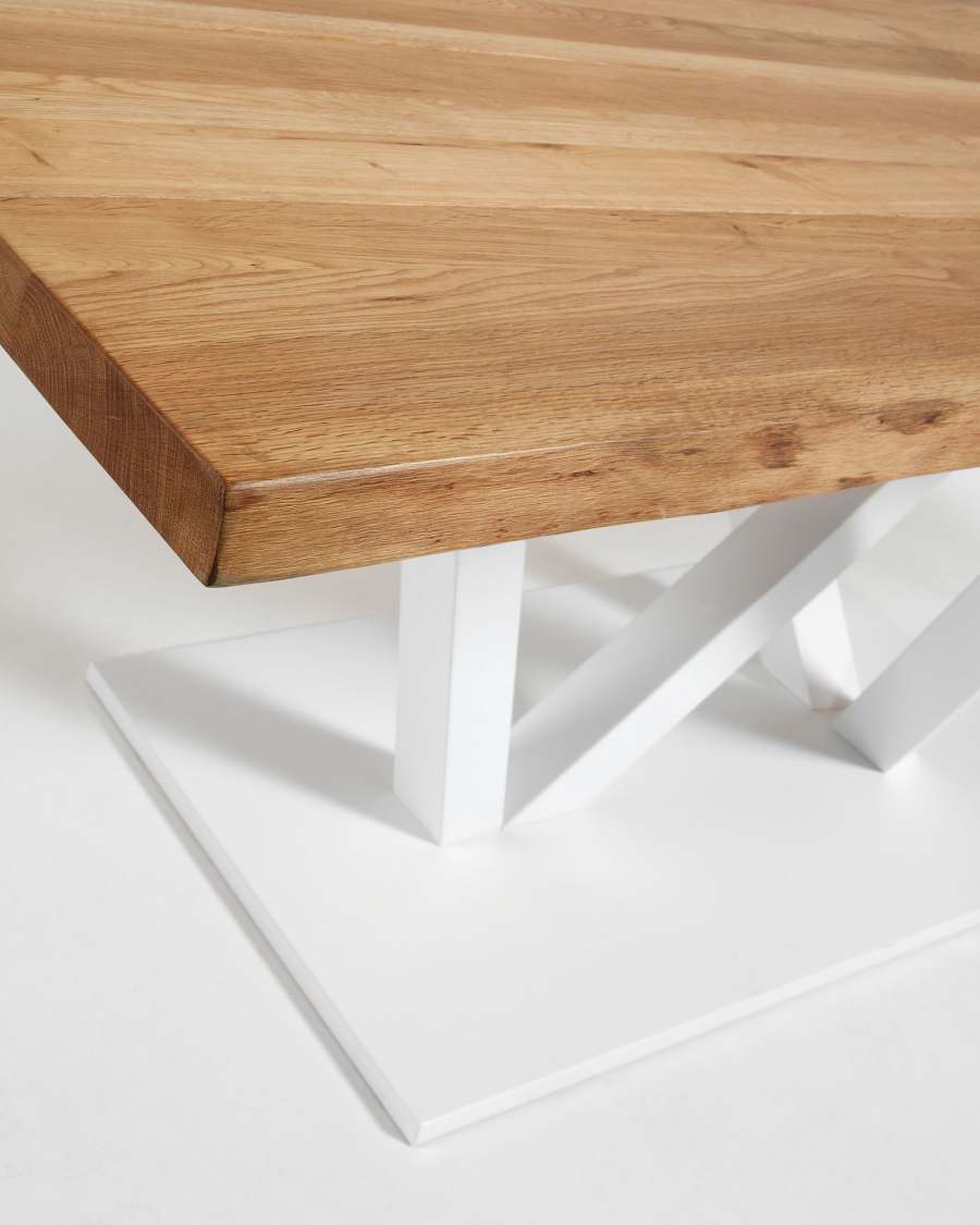 Table Nyc 220x100, epoxy blanc plateau chêne