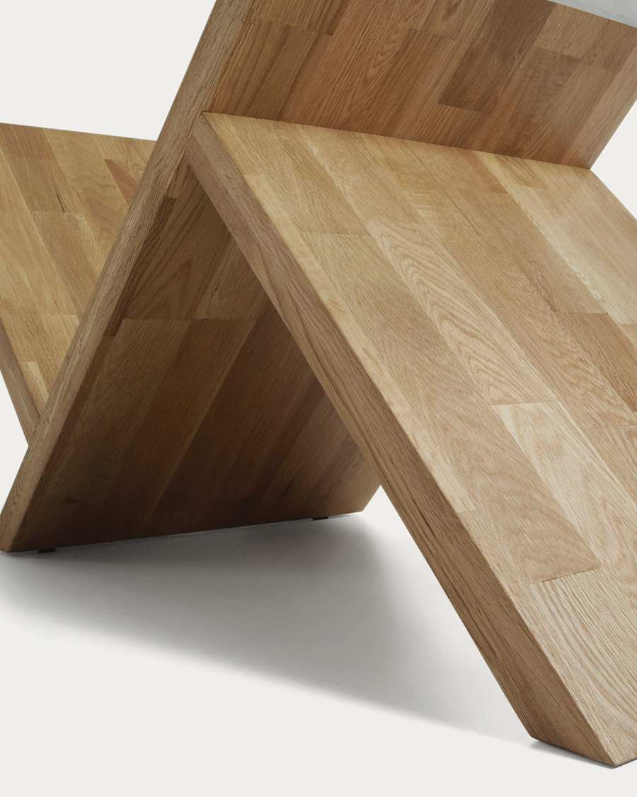 Waley Couchtisch aus Glas und Struktur aus massiver Eiche 120 x 70 cm