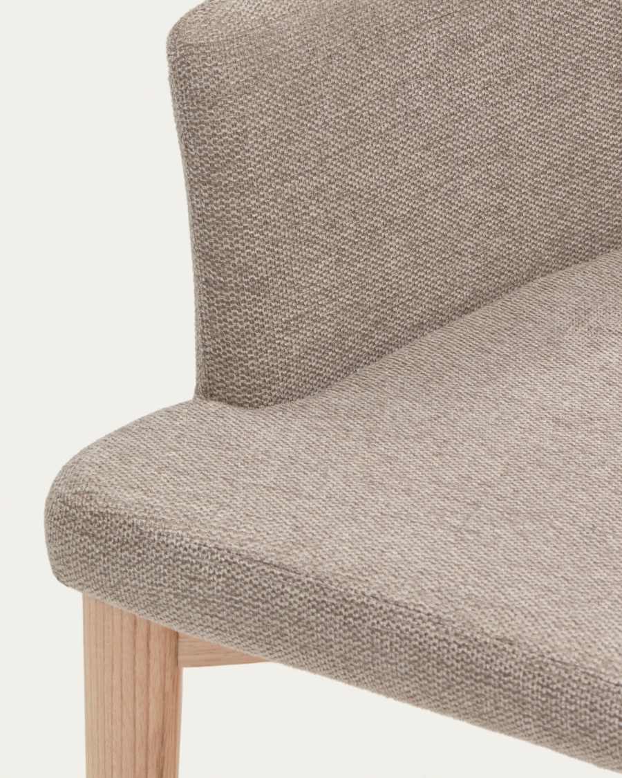 Croft chair in brown chenille with solid ash wood legs