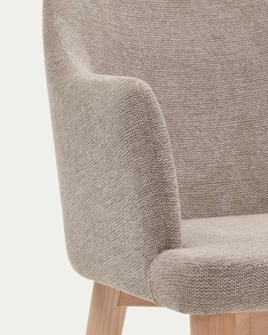 Croft chair in brown chenille with solid ash wood legs