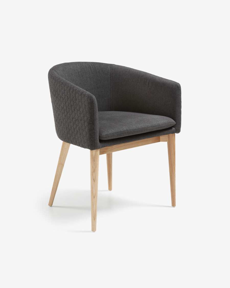 Harlan dark grey chair with solid beech legs