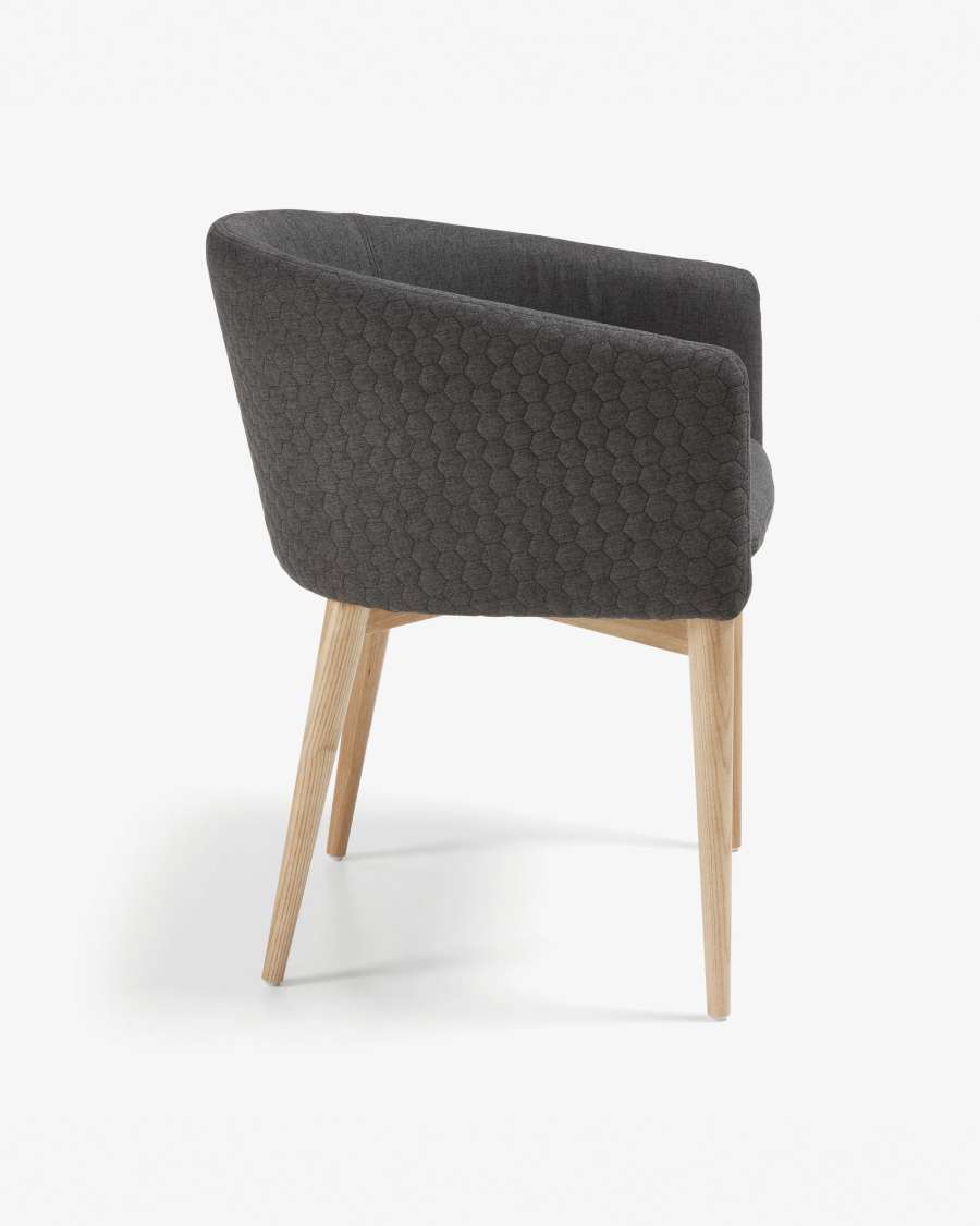 Harlan dark grey chair with solid beech legs