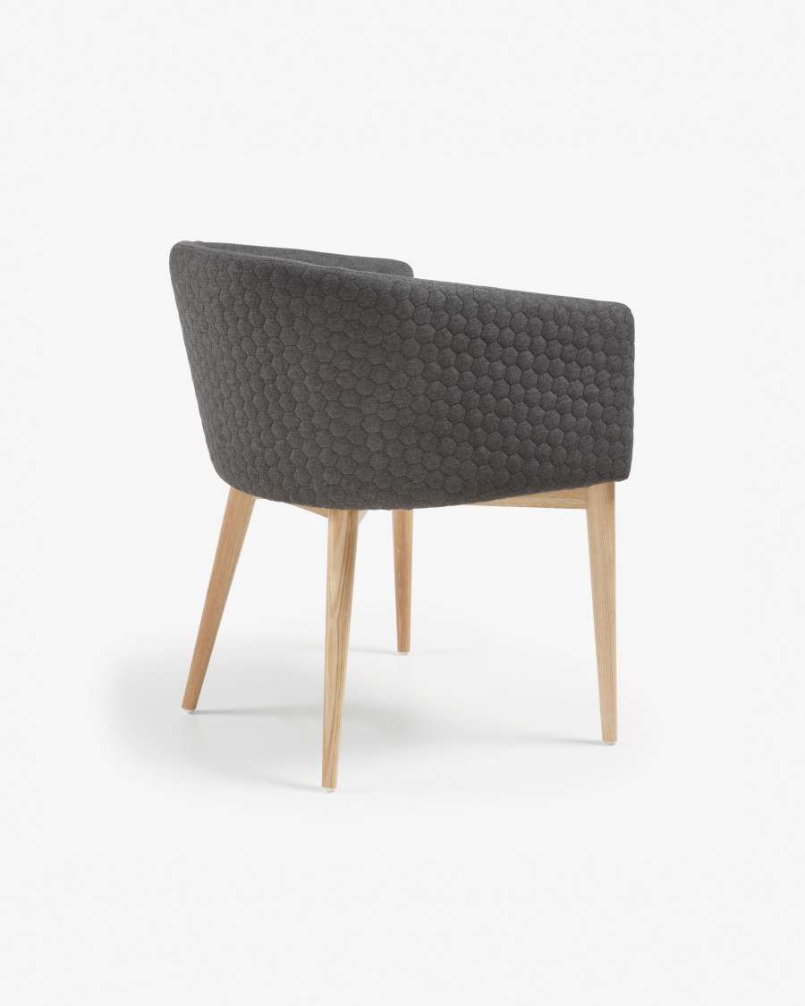 Harlan dark grey chair with solid beech legs