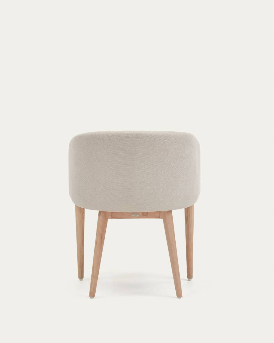 Sedia Harlan in ciniglia beige e gambe in legno massello di frassino