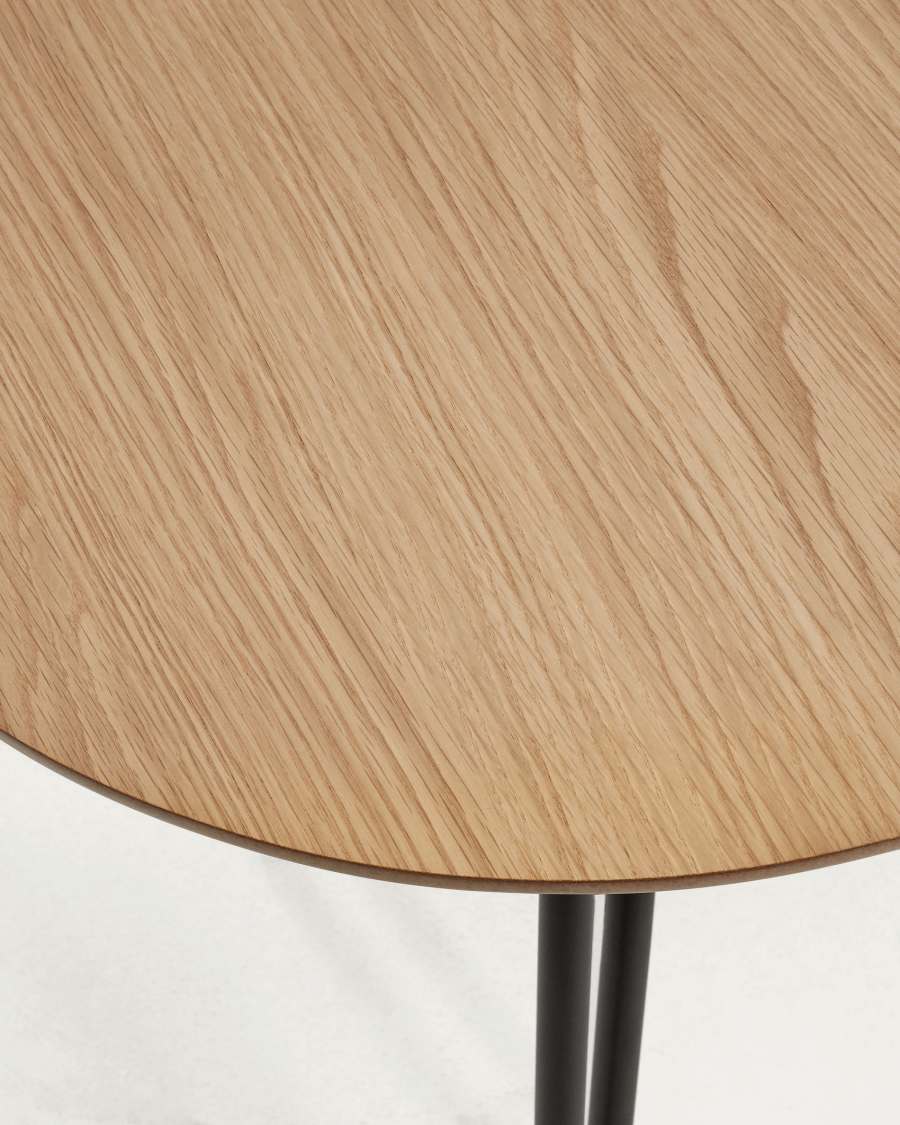 Novac ausziehbarer Tisch 140 (220) x 90 cm mit Eichenfurnier und schwarzen Stahlbeinen