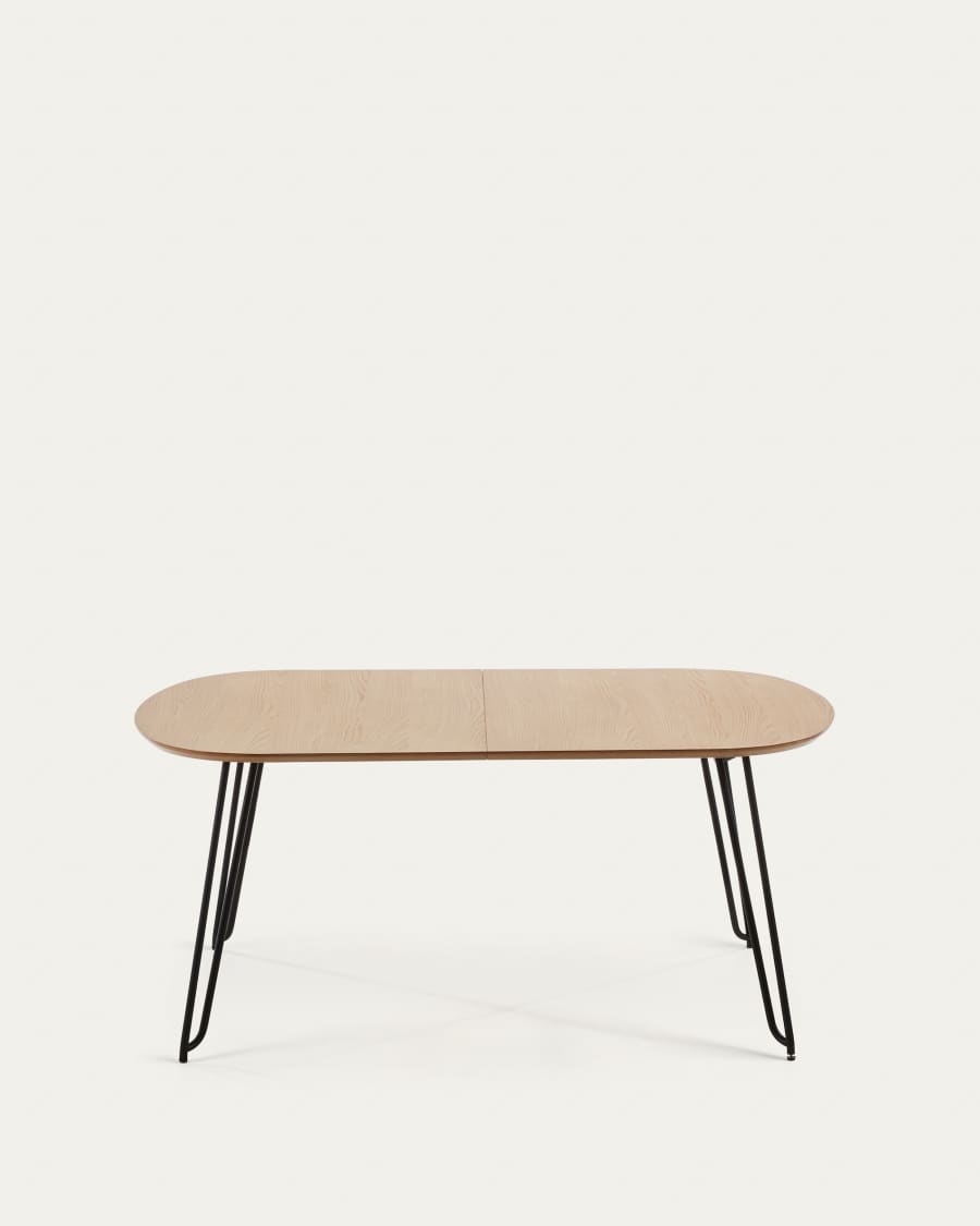 Novac ausziehbarer Tisch 140 (220) x 90 cm mit Eichenfurnier und schwarzen Stahlbeinen