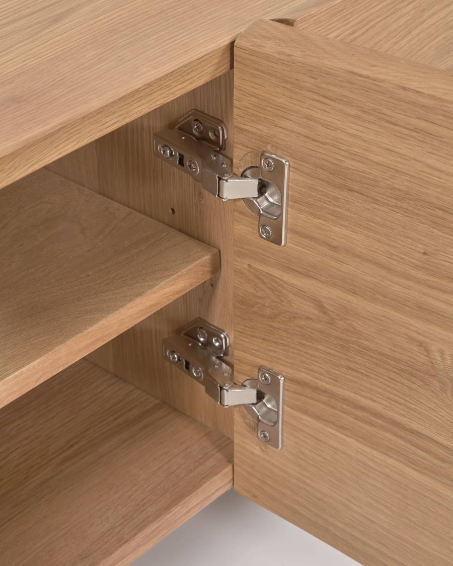 Rasha 4-door TV stand in oak veneer with natural finish 200 x 49 cm.