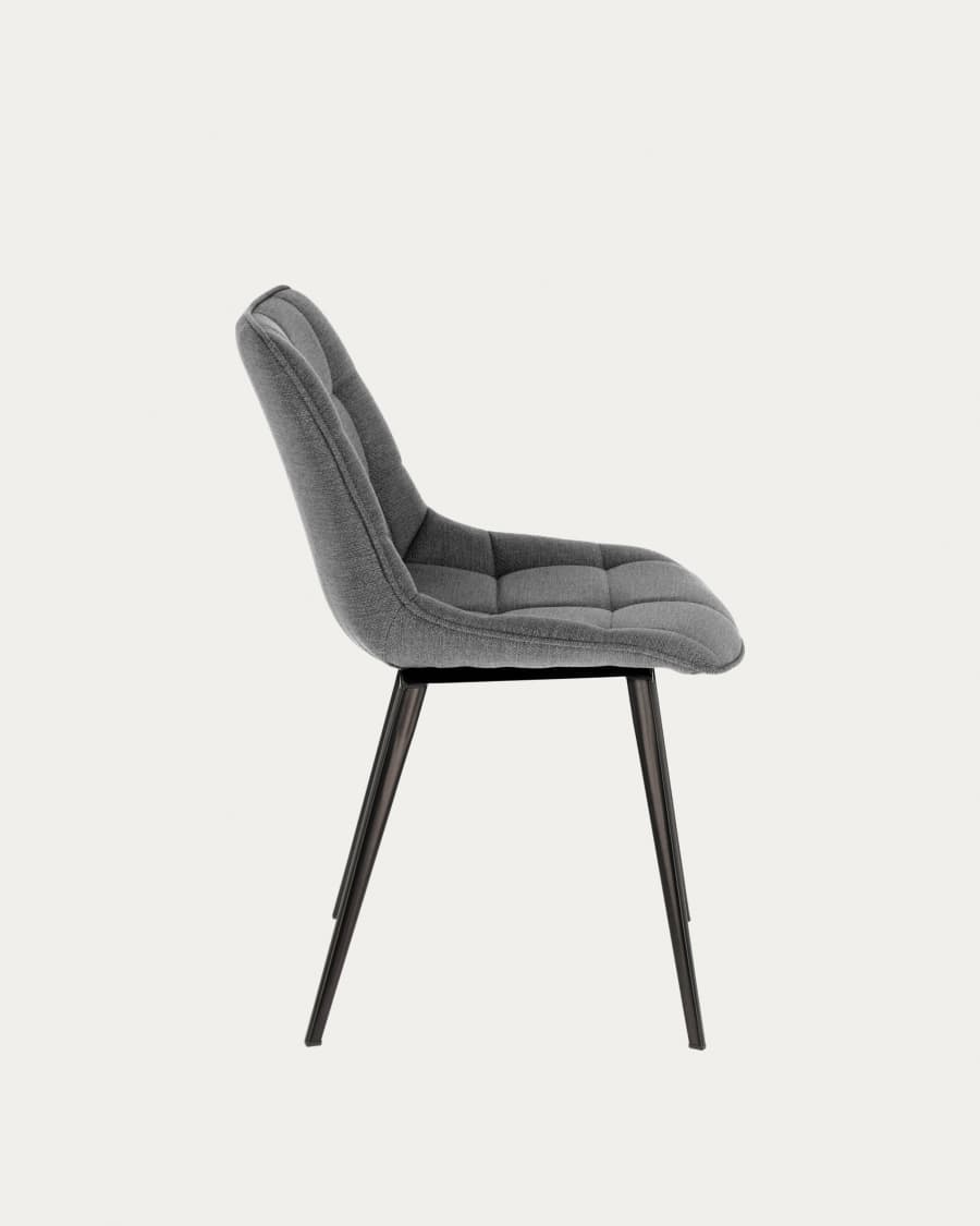 Chaise Adam gris clair et pieds en acier finition noire