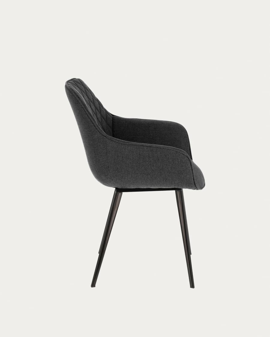 Chaise Amira gris foncé et pieds en acier finition noire