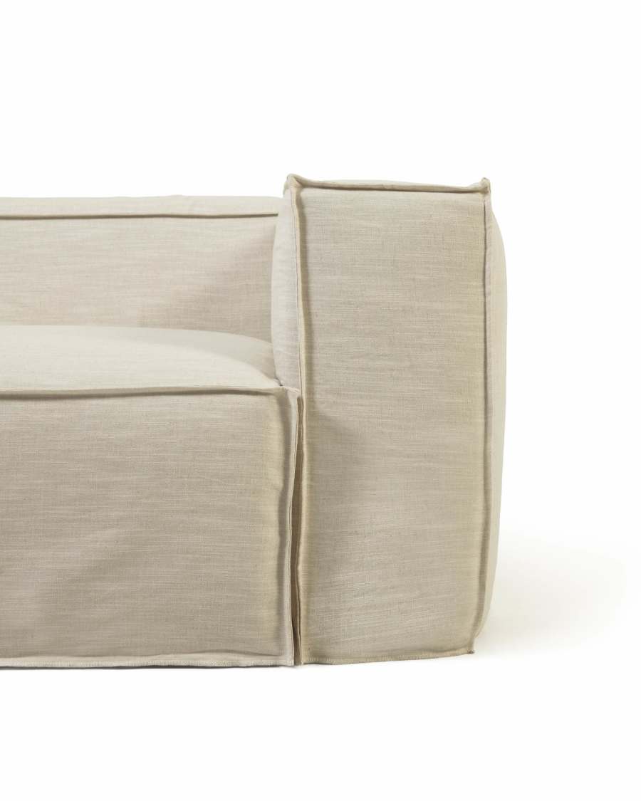 Blok 2 seater sofa with left-hand chaise longue cover in white linen