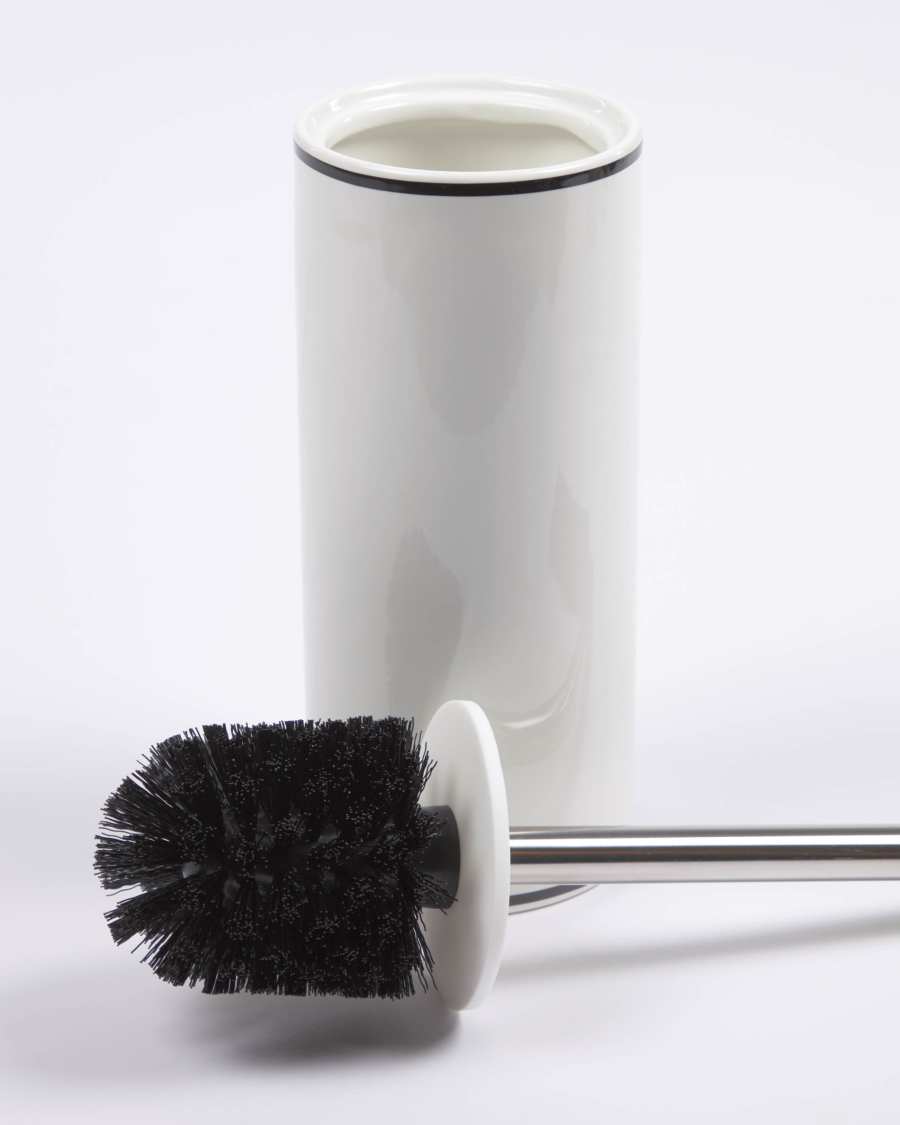 Arminda white ceramic toilet brush with black detail