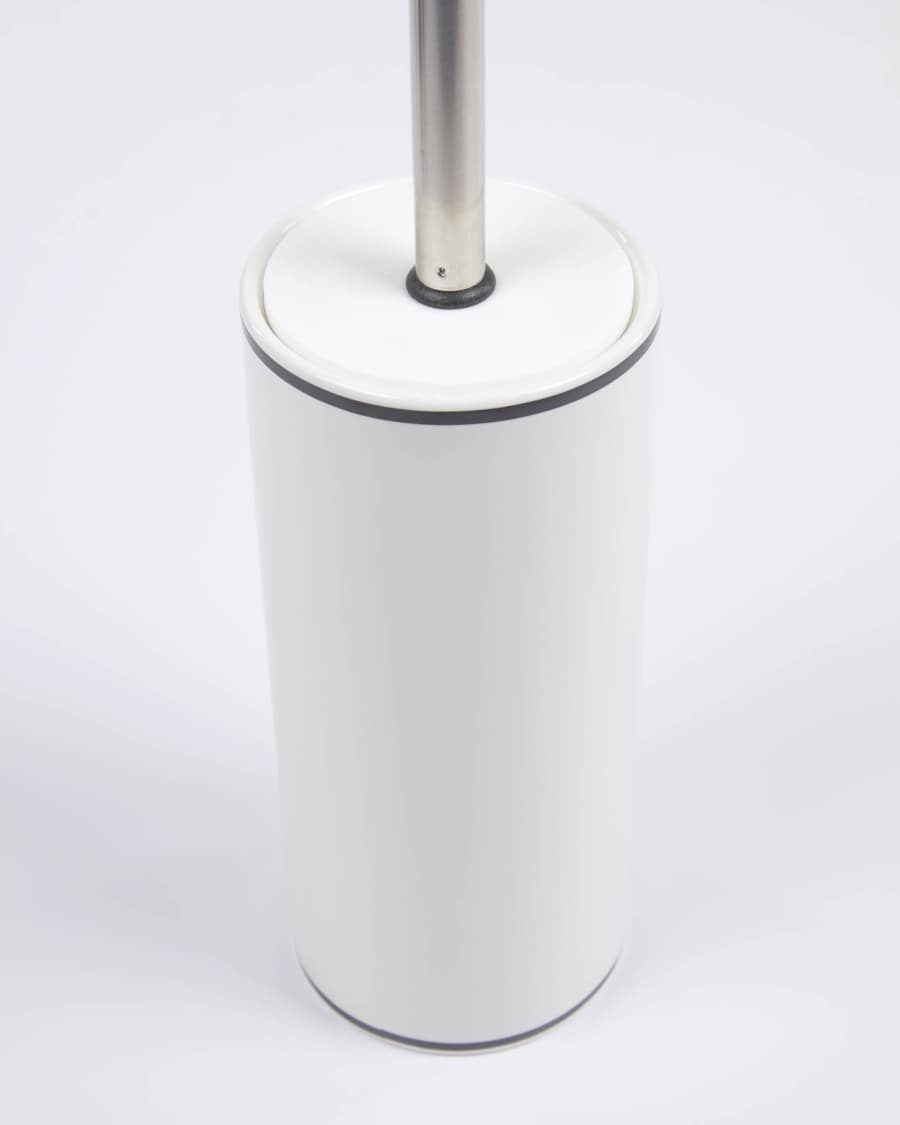 Arminda white ceramic toilet brush with black detail