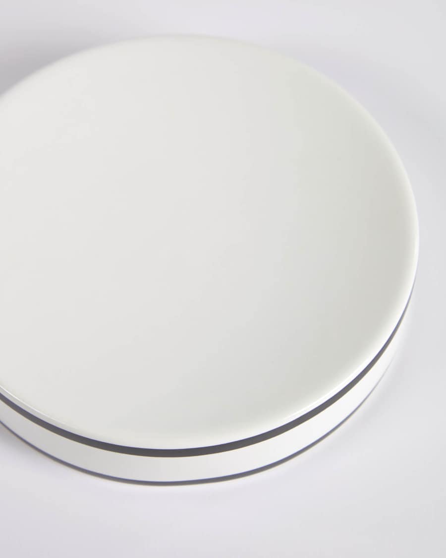 Portasapone Arminda in ceramica bianco con dettaglio nero