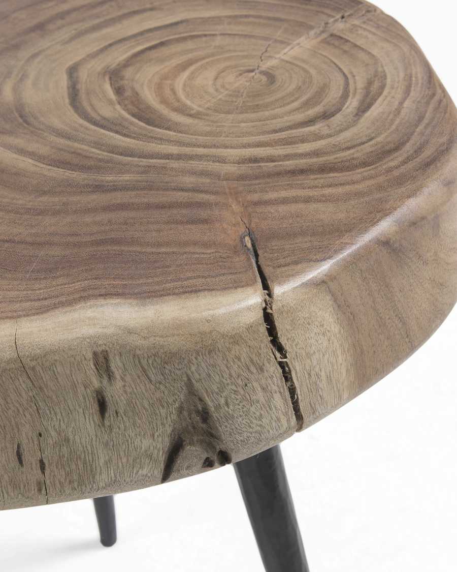 Eider solid acacia wood and steel side table, Ø 33 cm
