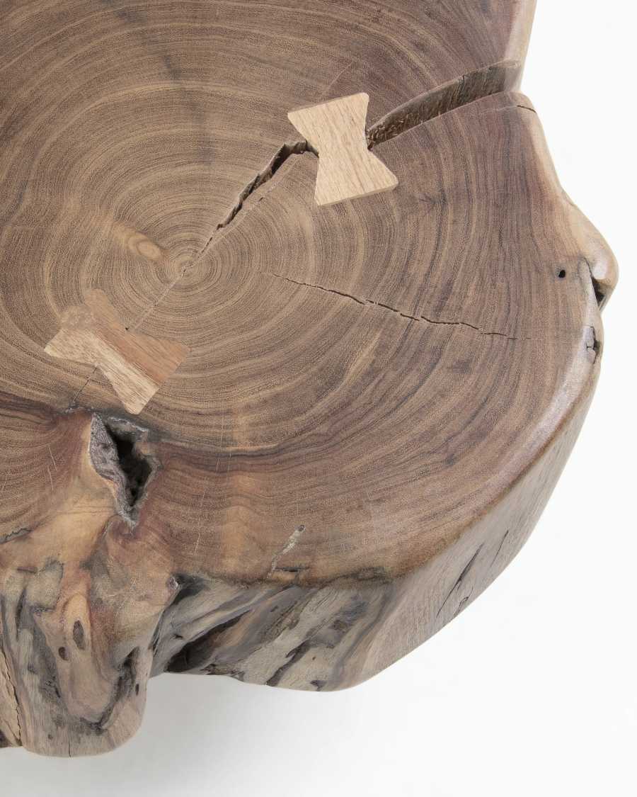 Eider solid acacia wood and steel side table, Ø 33 cm