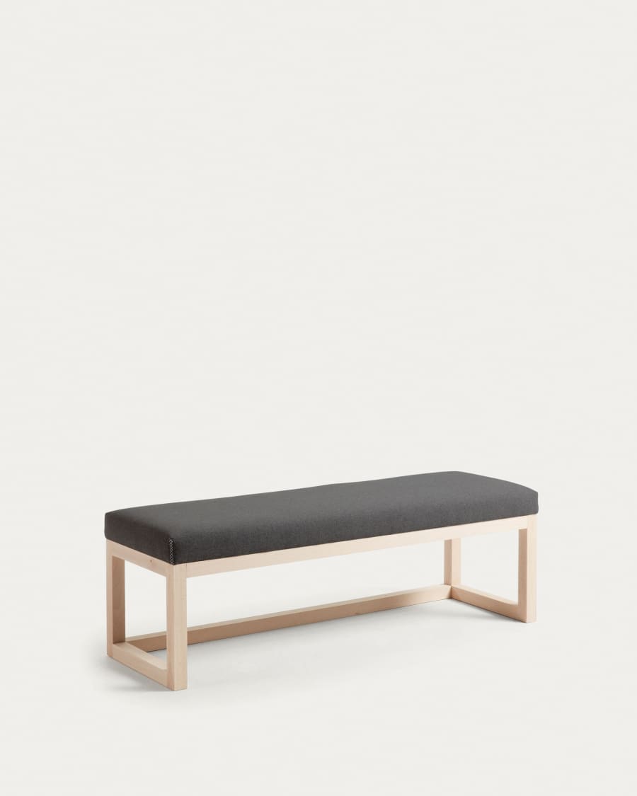 Banquette Loya noire bois de hêtre 128 cm