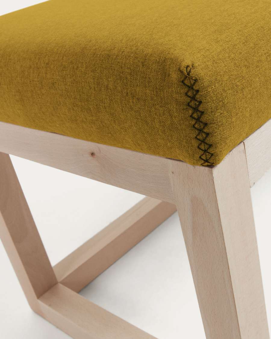Loya solid beech wood bench in mustard, 128 cm