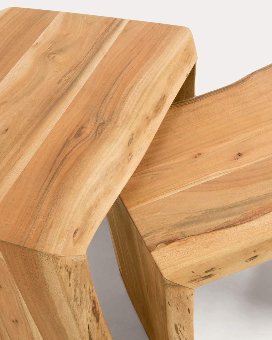 Zuleika set of 2 nesting side tables, made from solid acacia wood, 50 x 42 / 34 x 42 cm