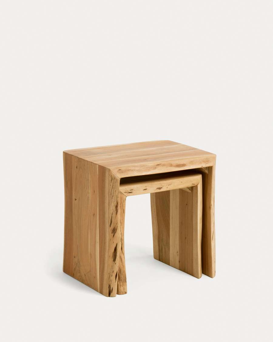 Zuleika set of 2 nesting side tables, made from solid acacia wood, 50 x 42 / 34 x 42 cm