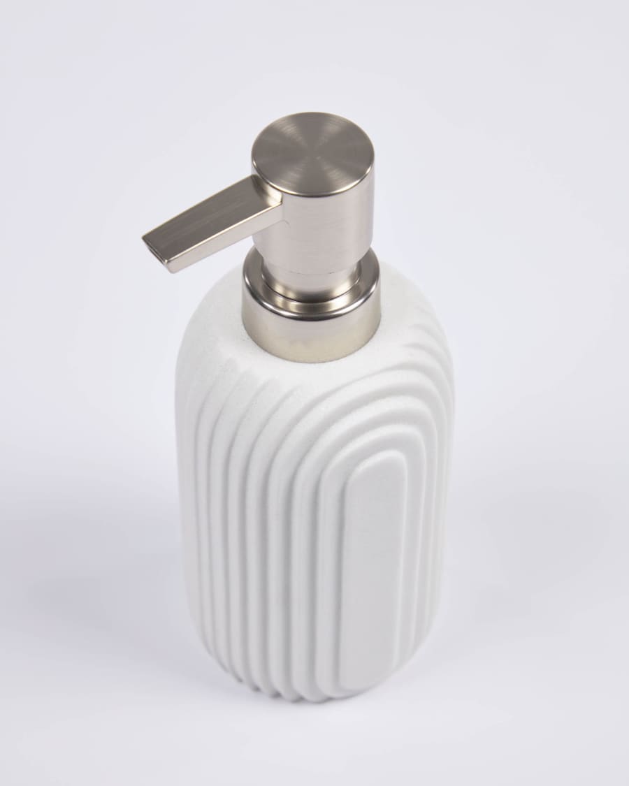 Ateneas white polyresin soap dispenser