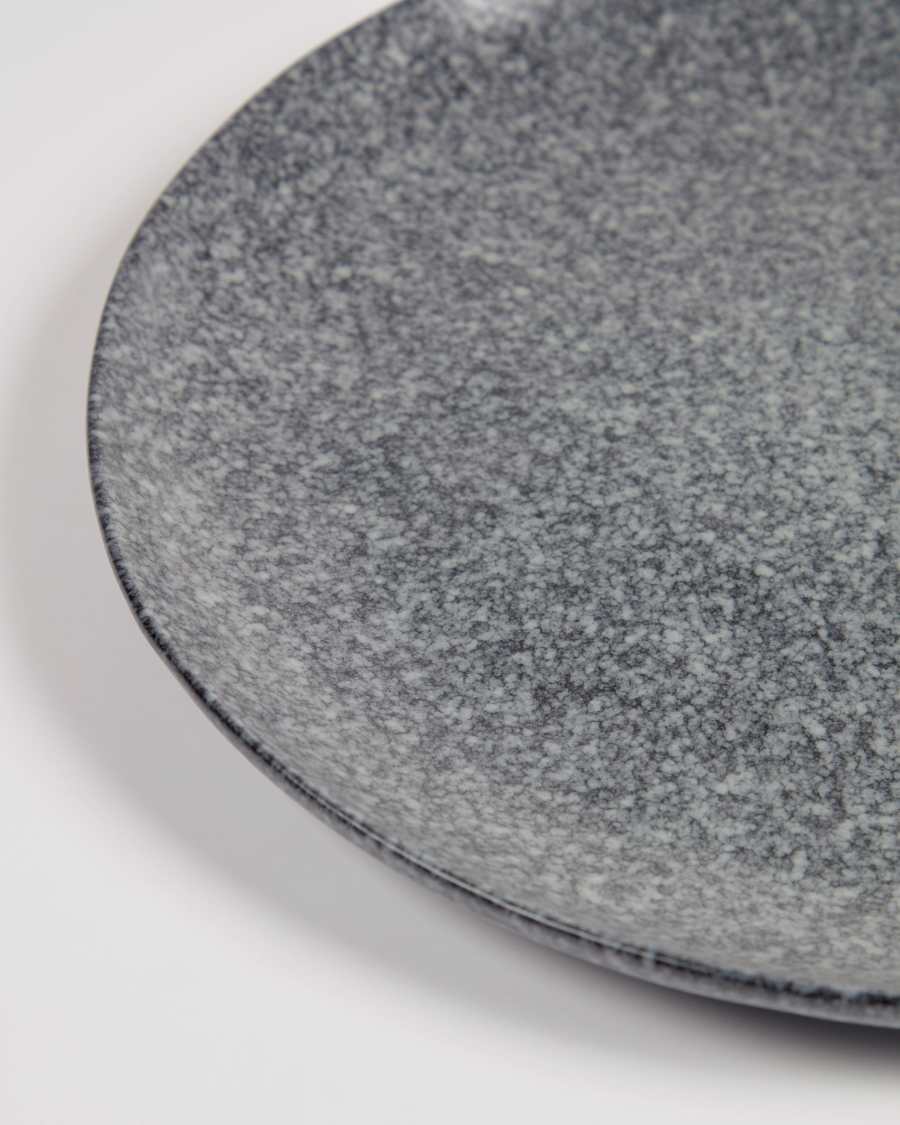 Airena flat ceramic plate in black