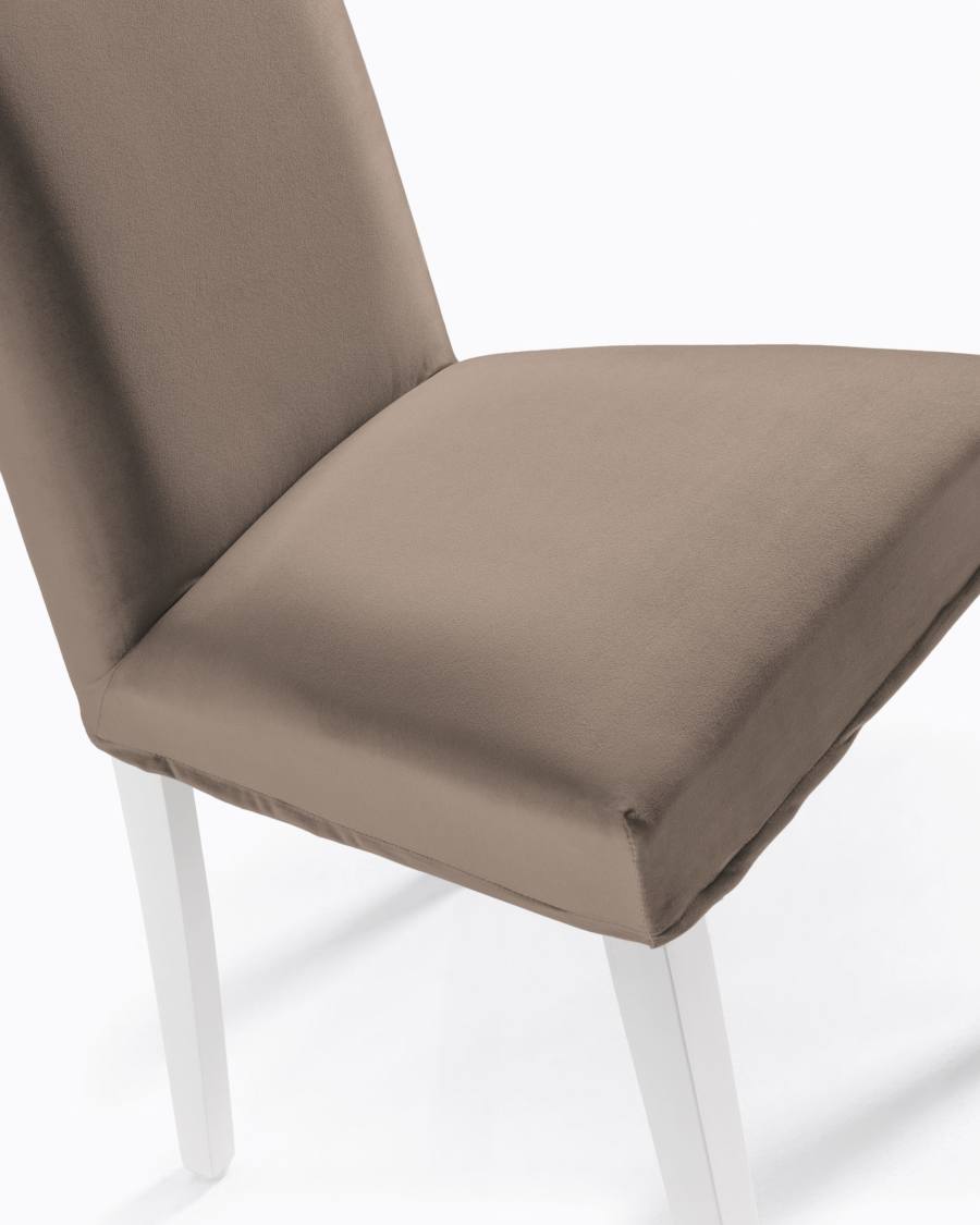 Freda chair taupe velvet and white