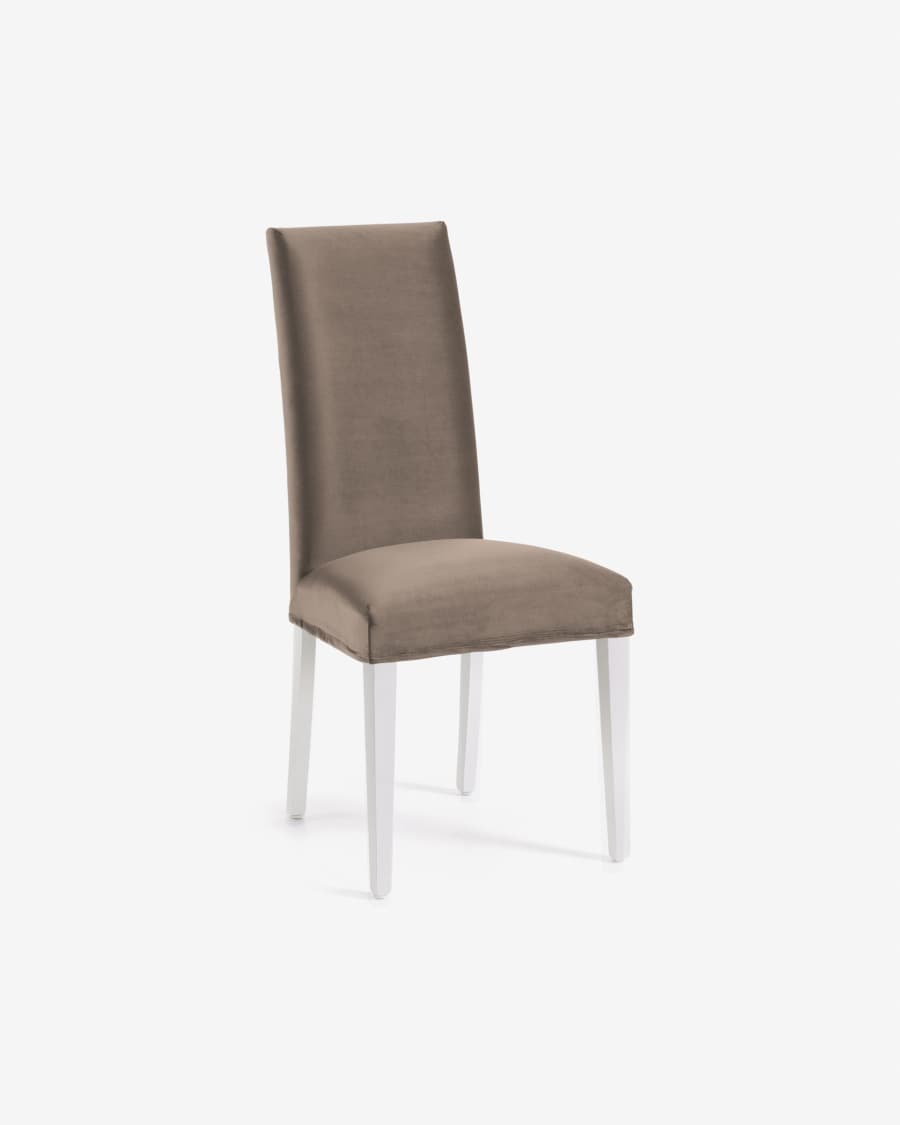 Freda chair taupe velvet and white