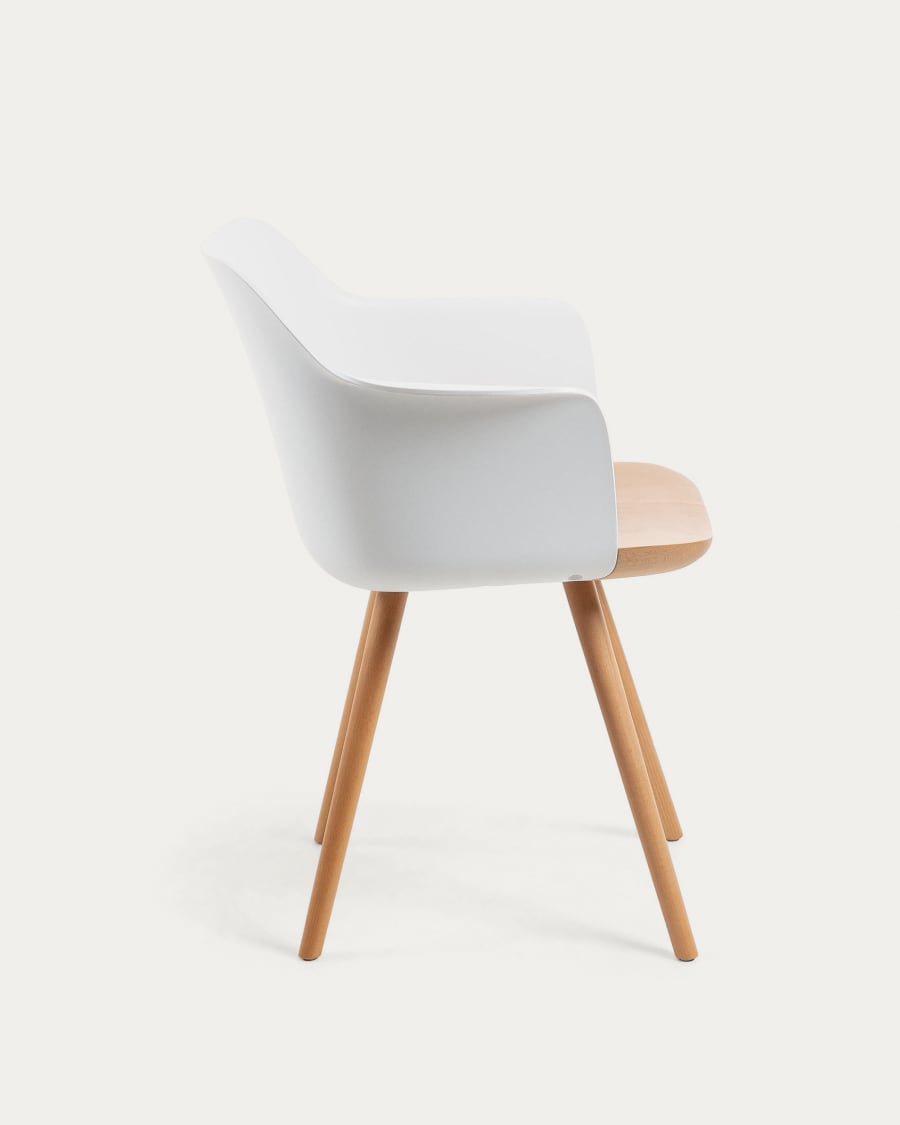 Bjorg white and solid beech chair