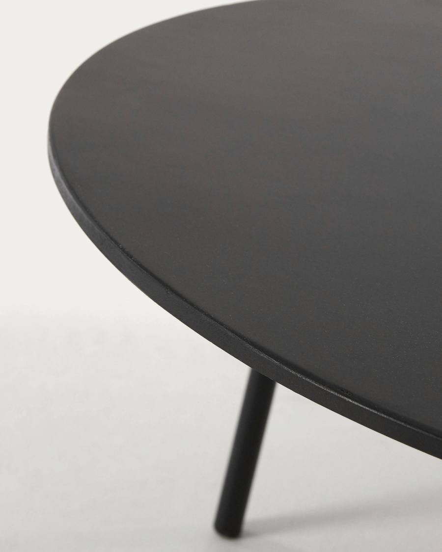 Tavolino Mathis in fibra di cemento con gambe in acciaio finitura nera Ø 70 cm