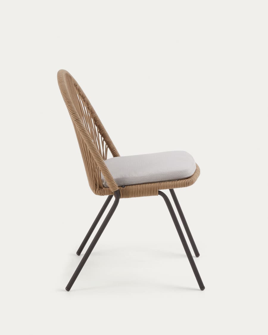 Shann stackable chair in beige cord and galvanised steel legs