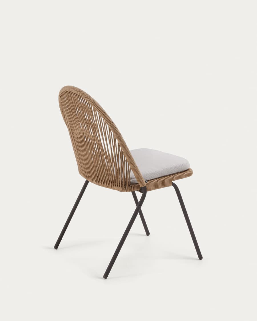 Shann stackable chair in beige cord and galvanised steel legs